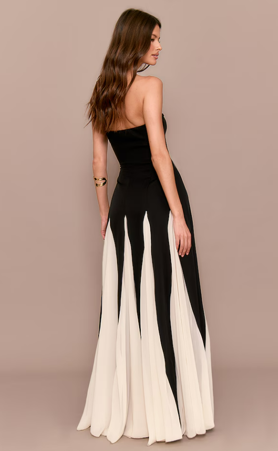Belna Black Bandeau Contrast Maxi Dress