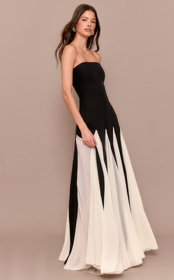 Belna Black Bandeau Contrast Maxi Dress