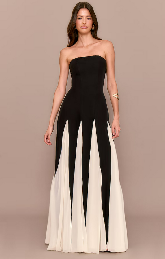 Belna Black Bandeau Contrast Maxi Dress